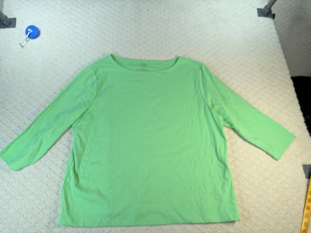 Talbots Womens Long Sleeve Top Green Boat Neck Knit Woman Basic women's Size 1X